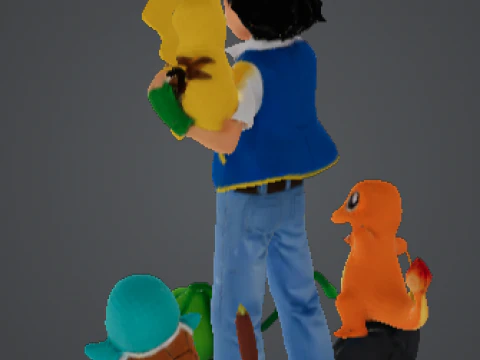 Pok&eacute;mon Ash Ketchum Pikachu Entrenador legendario Or&iacute;genes Kanto Starters Ascension Modelo de impresión 3D