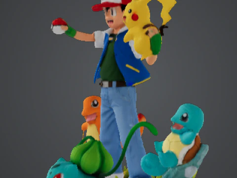 Pok&eacute;mon Ash Ketchum Pikachu Entrenador legendario Or&iacute;genes Kanto Starters Ascension Modelo de impresión 3D