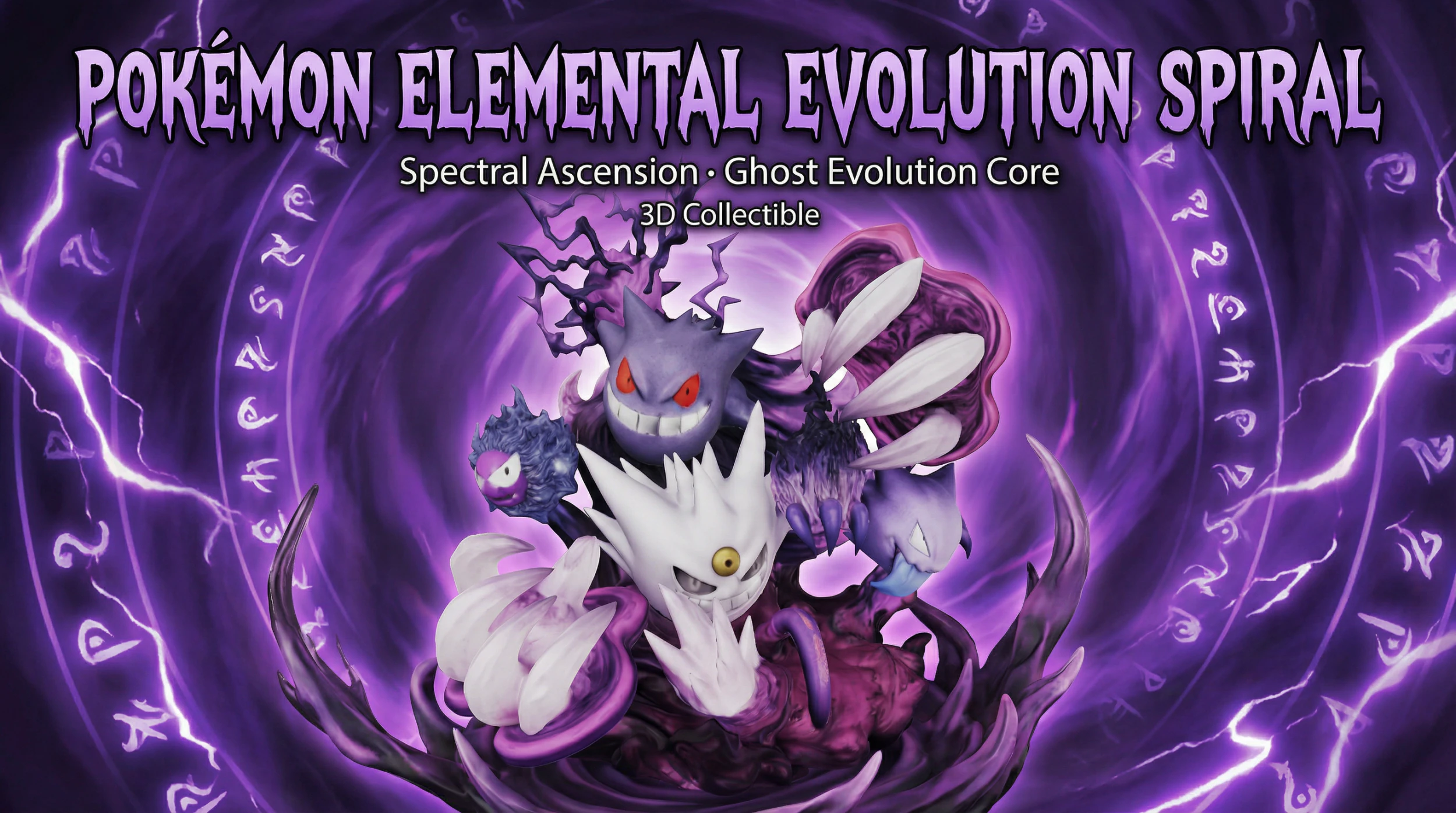Pokmon Elemental Evolution Spiral Spectral Ascension Ghost Evolution Core 3D Print Model .c4d .max .obj .3ds .fbx .stl .blend 