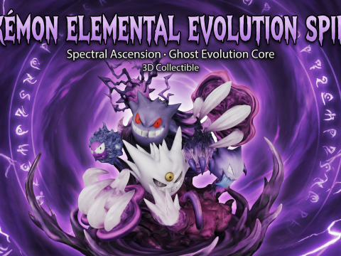 Pokémon Evolución elemental Espiral Ascensión espectral Núcleo de evolución fantasma Modelo de impresión 3D