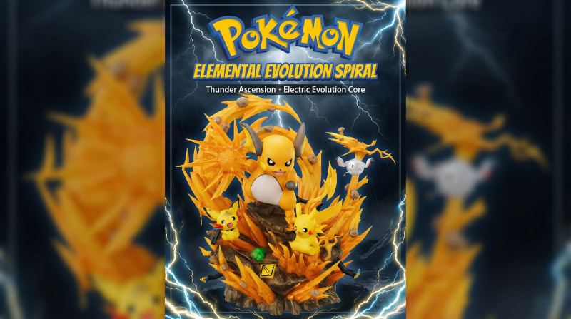 Pokemon Elemental Evolution Spiral Thunder Ascension Elektrische Evolution Core 3D printmodel .c4d .max .obj .3ds .fbx .stl .blend 