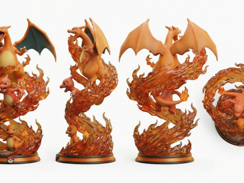 Pokmon Elemental Evolution Spiral Flame Ascension Fire Evolution Core 3D Print Model