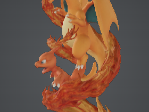 Pokmon Elemental Evolution Spiral Flame Ascension Fire Evolution Core 3D Print Model