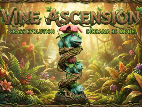 Nucleo del diorama dell'evoluzione dell'erba dell'ascensione della vite Modello di stampa 3D