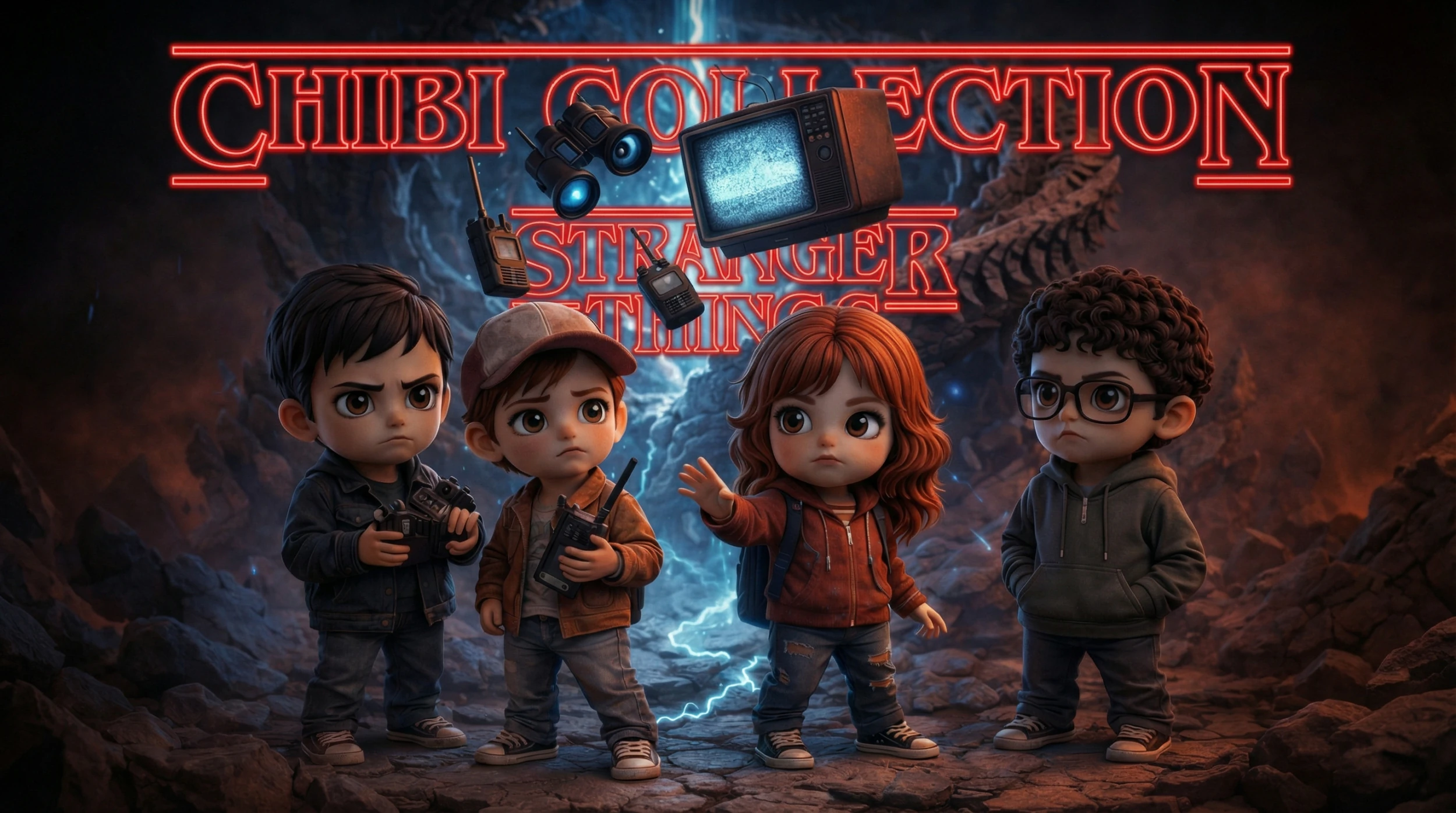 STRANGER CHIBI O GRUPO 80s Sci-Fi Chibi Collection Final Season 3D Print Model .c4d .max .obj .3ds .fbx .stl .blend 