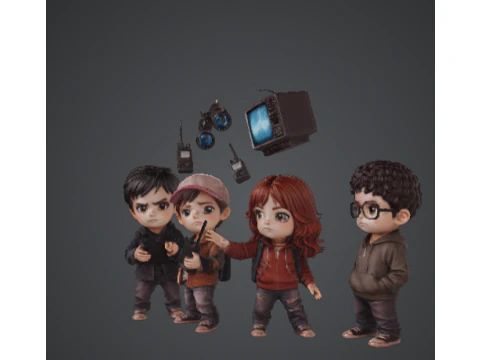 STRANGER CHIBI O GRUPO 80s Sci-Fi Chibi Collection Final Season 3D Print Model