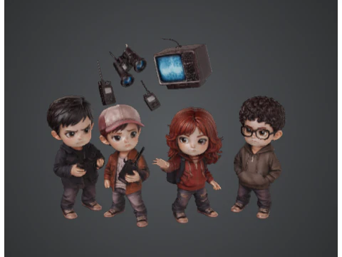 STRANGER CHIBI O GRUPO 80s Sci-Fi Chibi Collection Final Season 3D Print Model