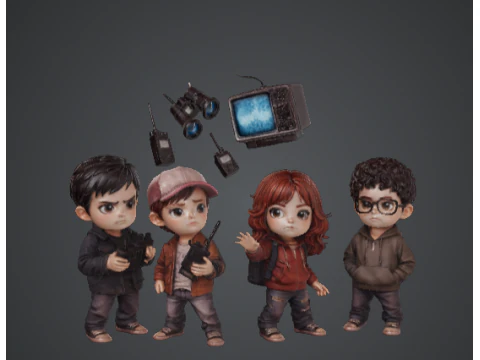 STRANGER CHIBI O GRUPO 80s Sci-Fi Chibi Collection Final Season 3D Print Model