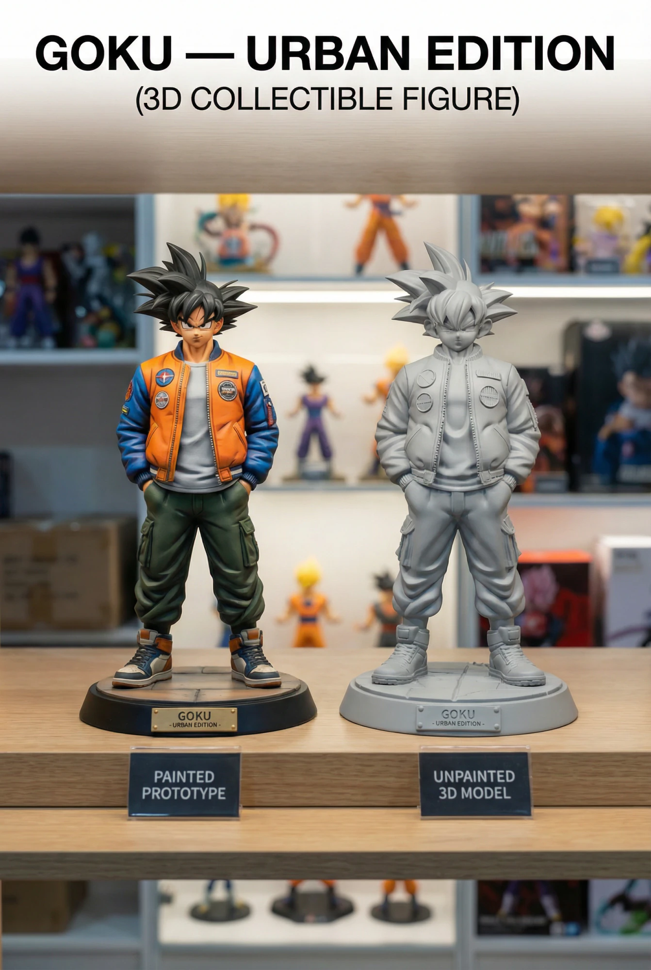 Goku Urban Edition 3D Collectible Figure 3D Print Model .c4d .max .obj .3ds .fbx .stl .blend 