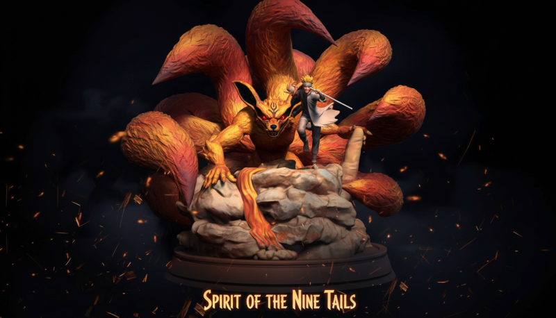 Naruto en Kurama-diorama 3D printmodel .c4d .max .obj .3ds .fbx .stl .blend 