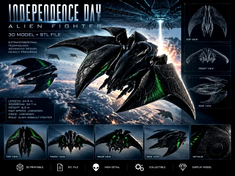Independence Day Alien Fighter 3D 모델