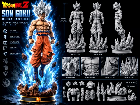 Son Goku in form Ultra Instinct busto 3D 모델