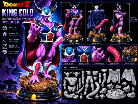 KING COLD 3D PRINTABLE STATUE STL FILE 3D 모델