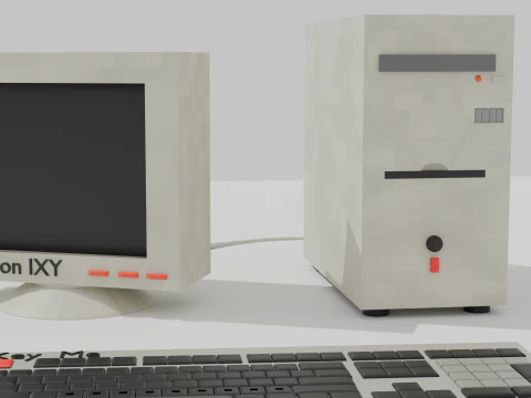 GLB FBX BLEND Low Poly PS1 Paquete de PC Teclado de monitor de PC para juegos independientes acogedores Modelo 3D