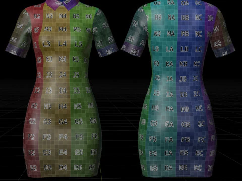 Black Plaid Collared Dress - Fitted Bodycon Sexy Short Dress 3D Model
