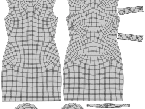 Black Plaid Collared Dress - Fitted Bodycon Sexy Short Dress 3D Model