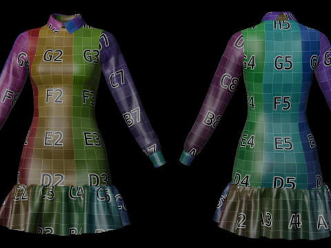 Womens Houndstooth Tweed Mini Dress Classy 3D Clothing Asset 3D Model