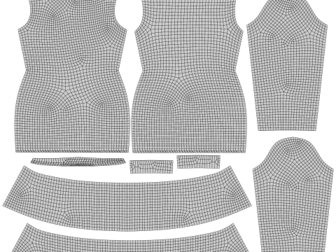 Womens Houndstooth Tweed Mini Dress Classy 3D Clothing Asset 3D Model