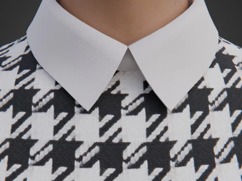Womens Houndstooth Tweed Mini Dress Classy 3D Clothing Asset 3D Model