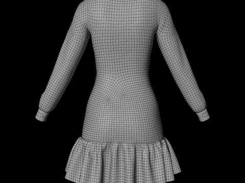 Womens Houndstooth Tweed Mini Dress Classy 3D Clothing Asset 3D Model
