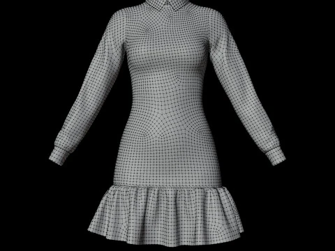 Womens Houndstooth Tweed Mini Dress Classy 3D Clothing Asset 3D Model