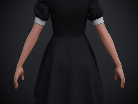 Black Peter pan collar dress 3D Model
