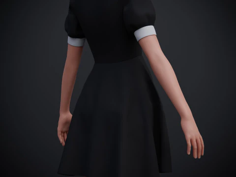 Black Peter pan collar dress 3D Model