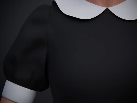 Black Peter pan collar dress 3D Model