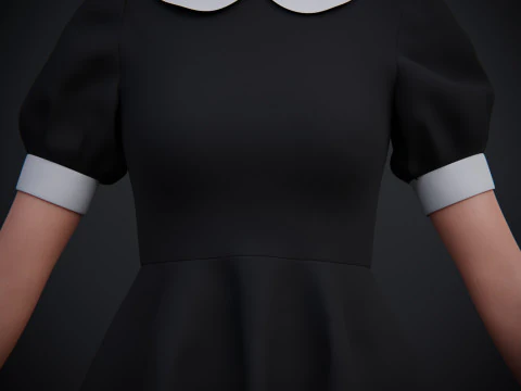 Black Peter pan collar dress 3D Model