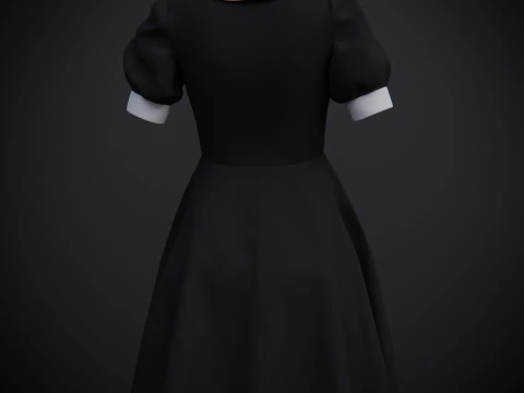 Black Peter pan collar dress 3D Model