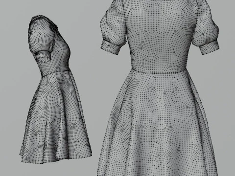 Black Peter pan collar dress 3D Model