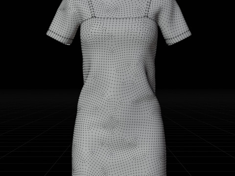 Solid T-shirt and Plaid Camisole dress Outfit - 3D Clothing 3D Model