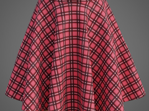 Check dungaree outfit - female pinafore dress and turtleneck sweater model 3D Model