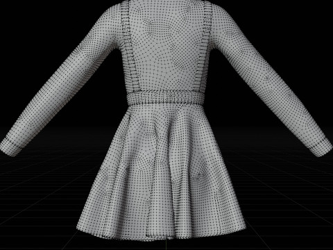 Check dungaree outfit - female pinafore dress and turtleneck sweater model 3D Model