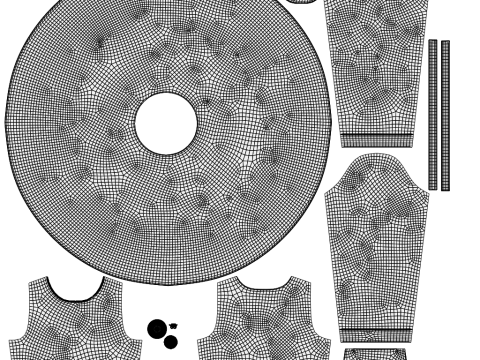 Check dungaree outfit - female pinafore dress and turtleneck sweater model 3D Model