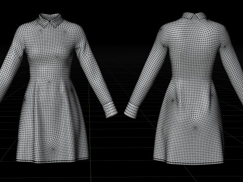 Womens Houndstooth Pattern Office Dress - 3D Clothing Model 3D Model