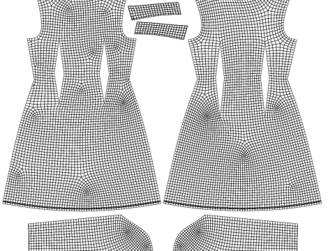 Womens Houndstooth Pattern Office Dress - 3D Clothing Model 3D Model
