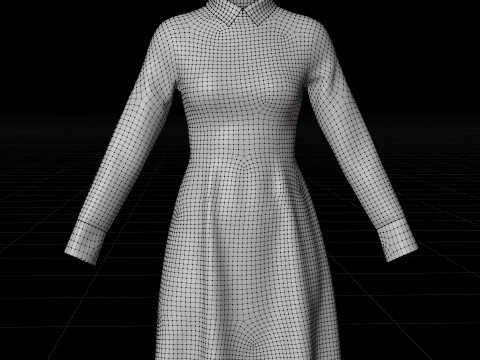 Womens Houndstooth Pattern Office Dress - 3D Clothing Model 3D Model