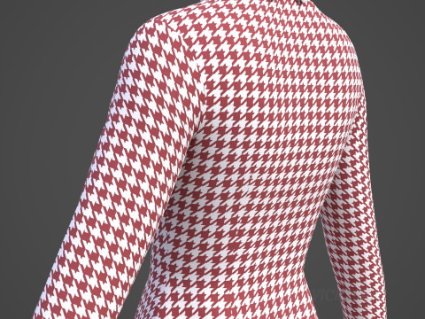 Womens Houndstooth Pattern Office Dress - 3D Clothing Model 3D Model