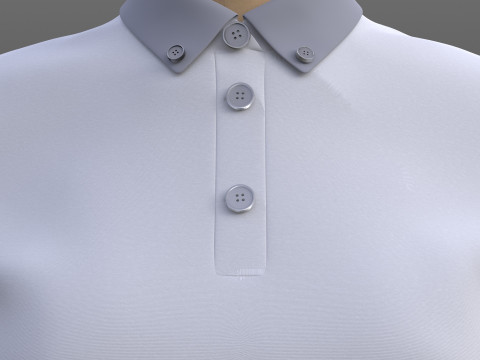 Plaid Pleated Mini Skirt Cropped Polo Shirt School Uniform - 3D Clothing Model 3D Model