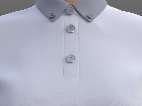 Plaid Pleated Mini Skirt Cropped Polo Shirt School Uniform - 3D Clothing Model 3D Model