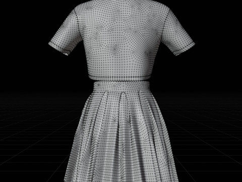 Plaid Pleated Mini Skirt Cropped Polo Shirt School Uniform - 3D Clothing Model 3D Model