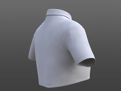 Female Crop Top Black White Polo Shirt - 3D Clothing Model 3D Model