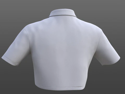 Female Crop Top Black White Polo Shirt - 3D Clothing Model 3D Model