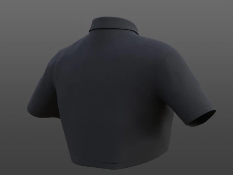 Female Crop Top Black White Polo Shirt - 3D Clothing Model 3D Model