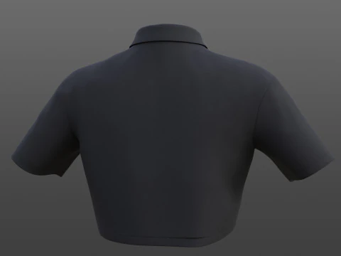 Female Crop Top Black White Polo Shirt - 3D Clothing Model 3D Model