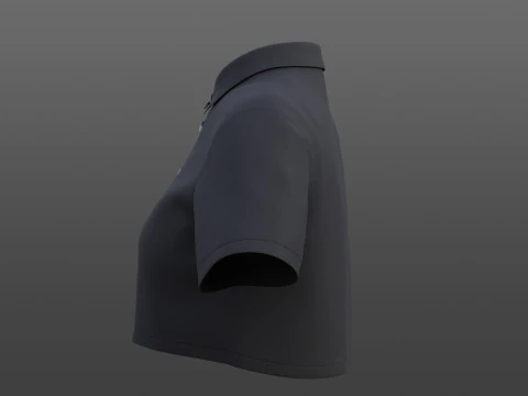 Female Crop Top Black White Polo Shirt - 3D Clothing Model 3D Model