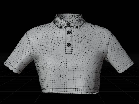 Female Crop Top Black White Polo Shirt - 3D Clothing Model 3D Model