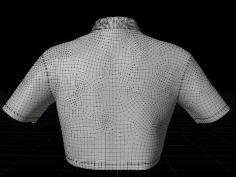 Female Crop Top Black White Polo Shirt - 3D Clothing Model 3D Model