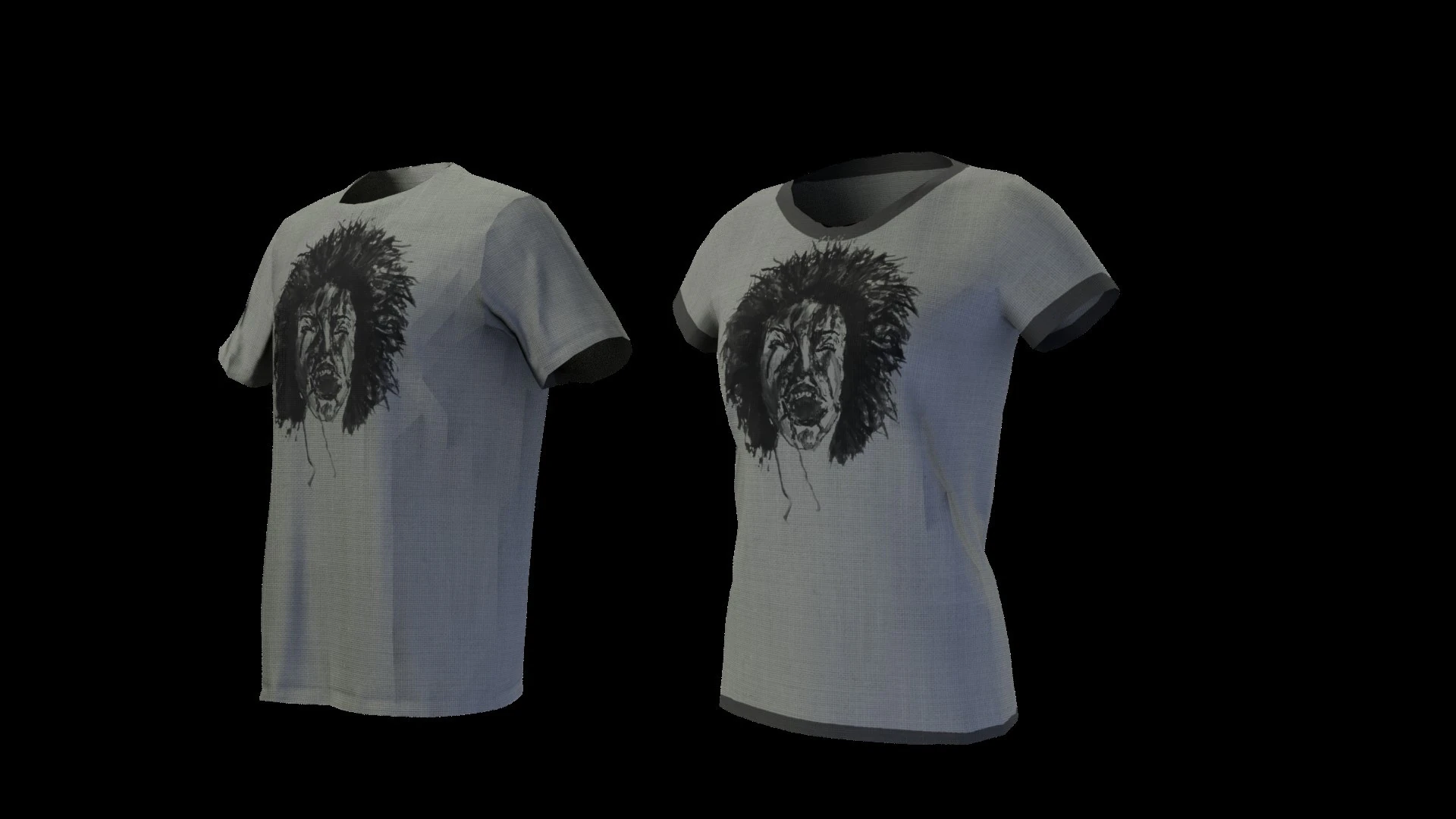 Low Poly Male Female Graphic T-Shirt Multiple Colors - 3D Clothing Model 3D Model .c4d .max .obj .3ds .fbx .stl .blend 